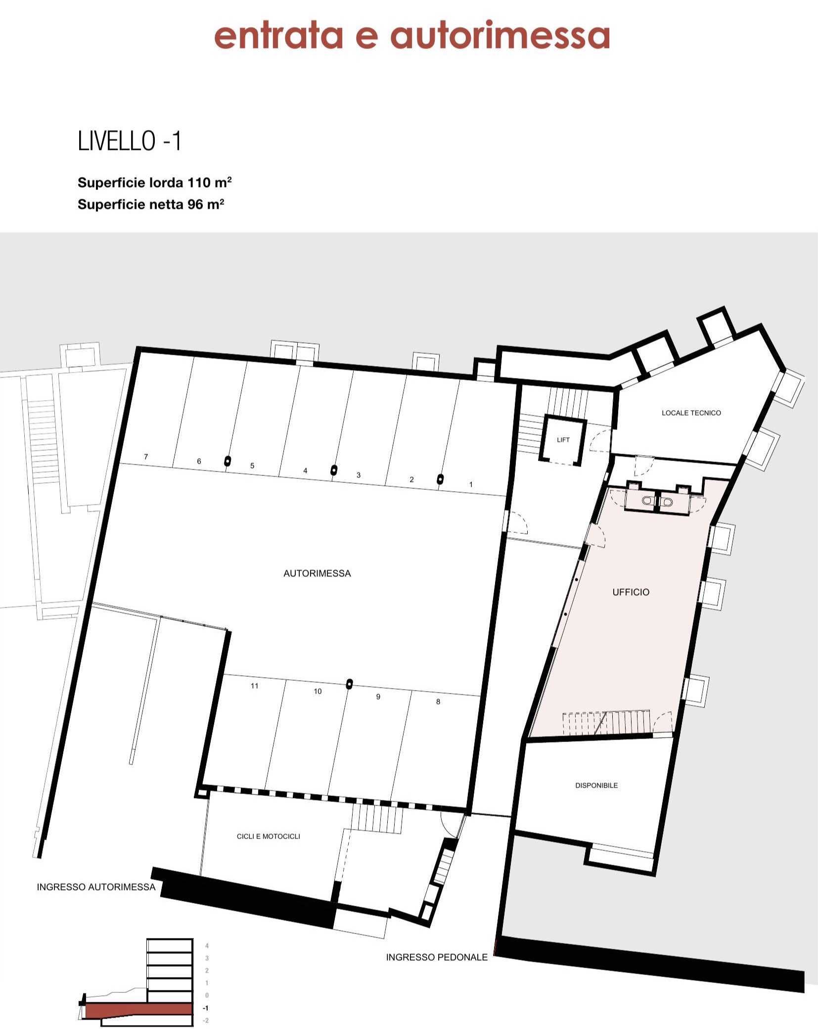 Planimetria livello -1 - Autorimessa